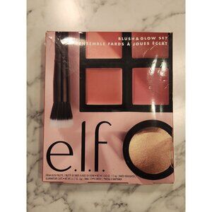 E.L.F. Blush & Glow Set Cream Blush Palette Baked Highlighter & Stipple Brush
